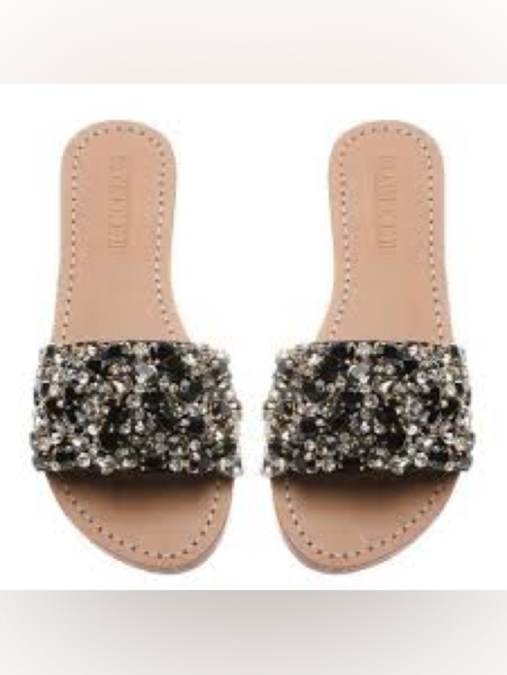 Mystique Boutique Black Embellished Slide Sandals